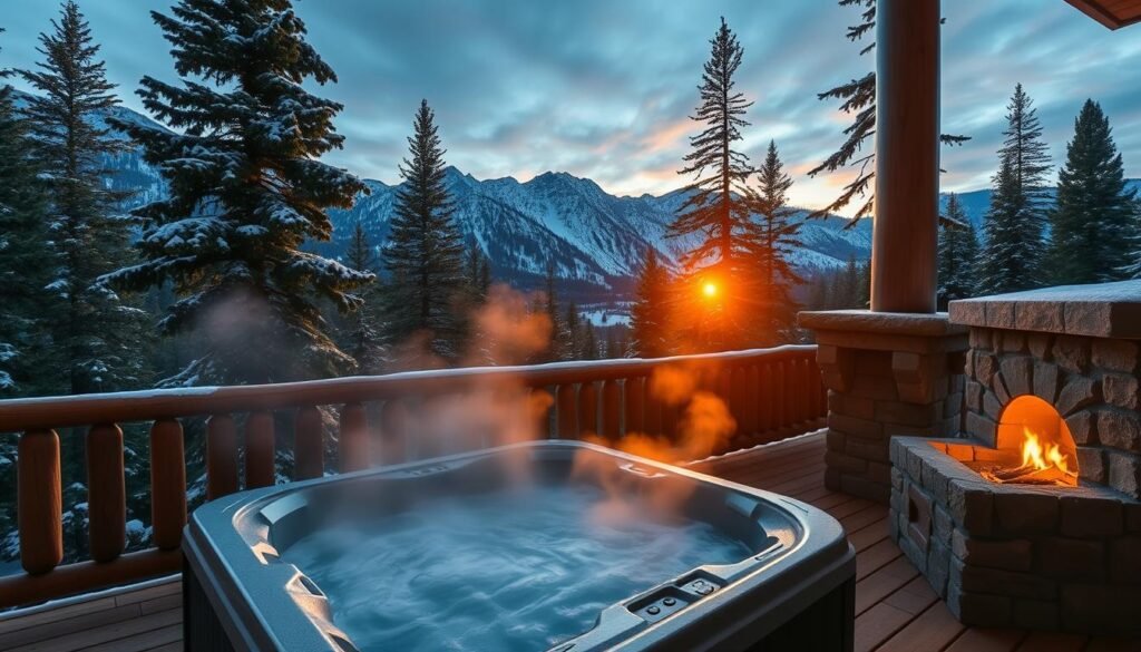 mountain cabin hot tub